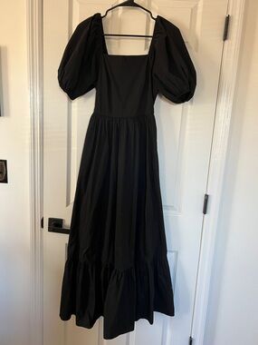 Express Black Square Neck Maxi Dress with Puff Sleeves